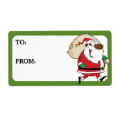 Running Black Santa Gedrukt Gift Label (Voorkant)