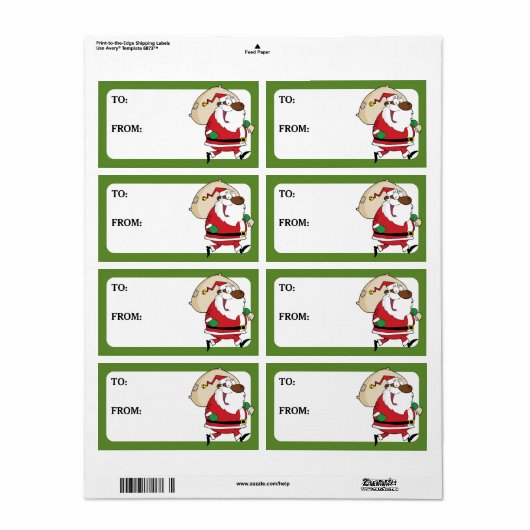 Running Black Santa Gedrukt Gift Label (Full Sheet)