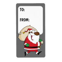 Running Black Santa Gift Label