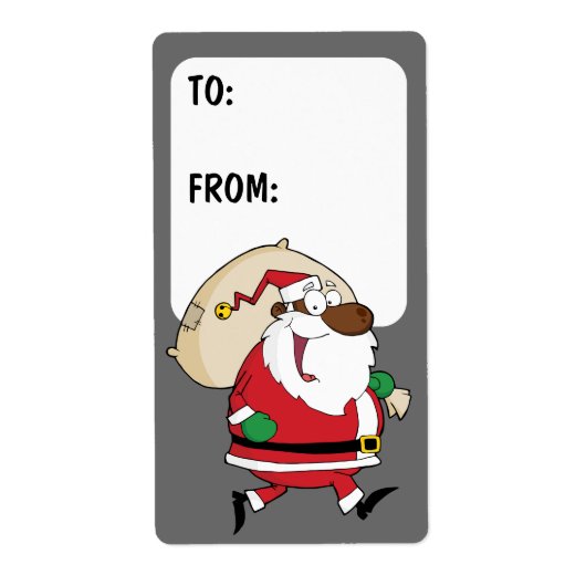 Running Black Santa Gift Label (Voorkant)