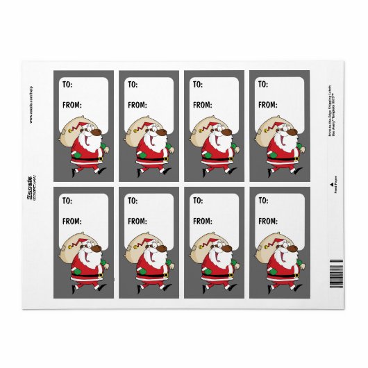Running Black Santa Gift Label (Full Sheet)
