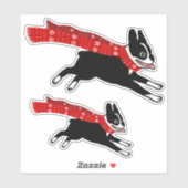 Running Boston Terrier met Winter Sjaal Schattige  Sticker (Vel)