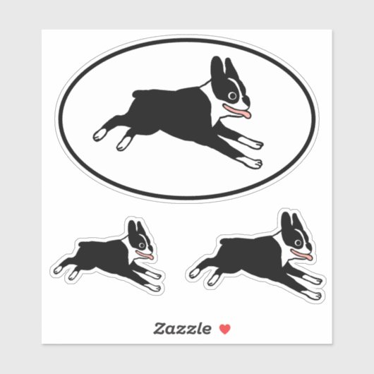 Running Boston Terrier Schattigee Cartoon Dog Stic Sticker (Vel)