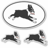 Running Boston Terrier Schattigee Cartoon Dog Stic Sticker (Voorkant)