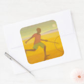Running Boy 2010 Vierkante Sticker (Envelop)