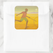 Running Boy 2010 Vierkante Sticker (Tas)