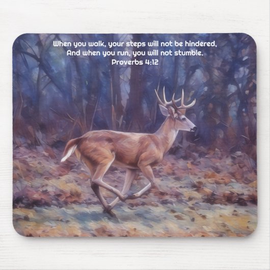 Running Buck Deer Nature Faith Proverbs Mouse Pad Muismat (Voorkant)