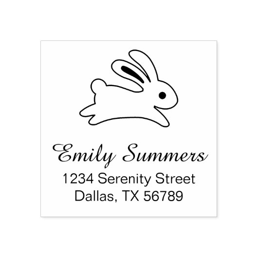 Running Bunny Rabbit Address Rubberstempel (Afrduk)