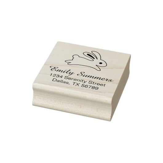 Running Bunny Rabbit Address Rubberstempel (Stempel)