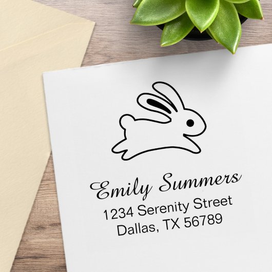 Running Bunny Rabbit Address Rubberstempel