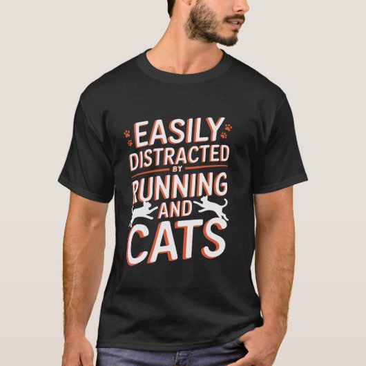 Running Cats Lover Humor Design Funny Runner T-shirt (Voorkant)