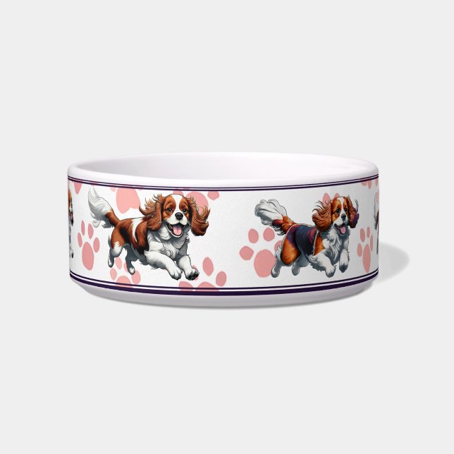 Running Cavalier King Charles Spaniel Voerbakje (Voorkant)