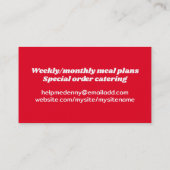 Running chef maaltijd levering catering visitekaar visitekaartje (Achterkant)