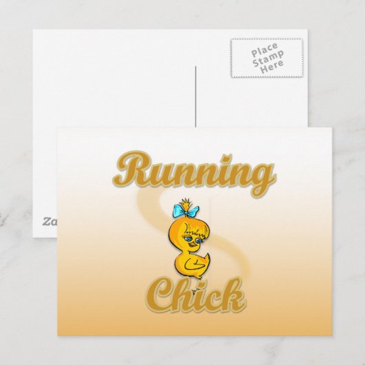 Running Chick Briefkaart (Voorkant / Achterkant)