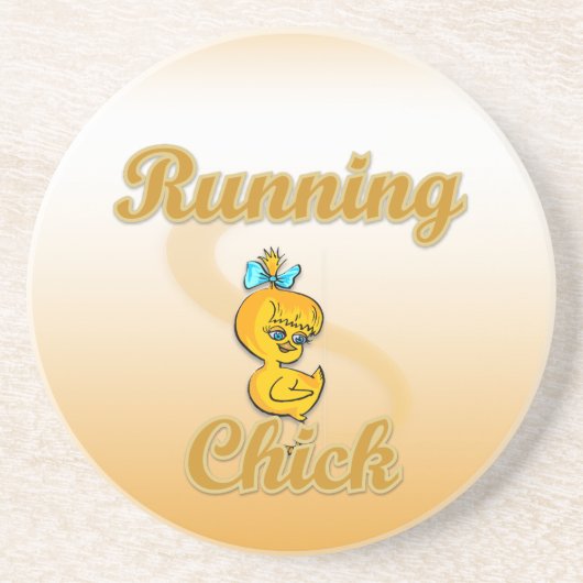 Running Chick Zandsteen Onderzetter (Voorkant)