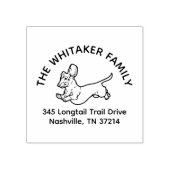 Running Dachshund Family Return Address Stamp Rubberstempel (Afrduk)