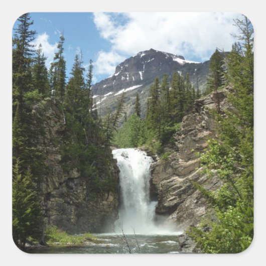 Running Eagle Falls in Glacier National Park Vierkante Sticker (Voorkant)