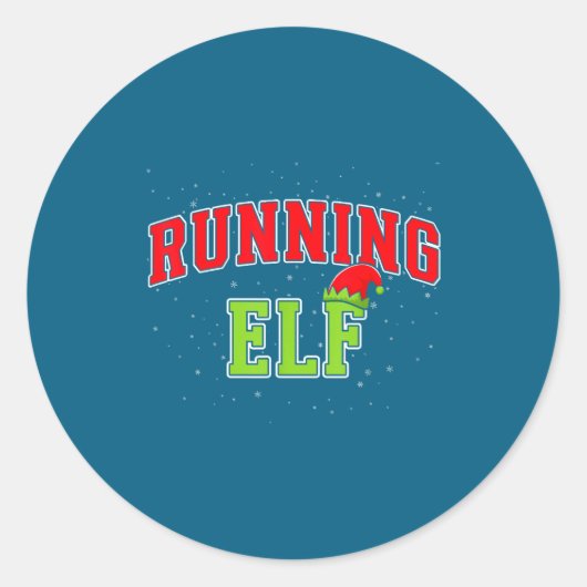 Running Elf Christmas Family Matching Group Xmas R Ronde Sticker (Voorkant)