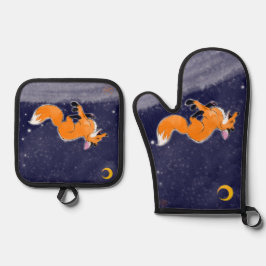 Running Fox Oven Mitt en Pot Houders Ovenwant & Pannenlap Set