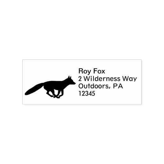 Running Fox Silhouette Wildlife Retouradres Rubberstempel (Afrduk)