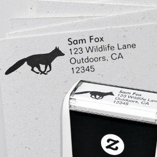 Running Fox Silhouette Wildlife Retouradres Zelfinktende Stempel
