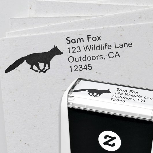 Running Fox Silhouette Wildlife Retouradres Zelfinktende Stempel