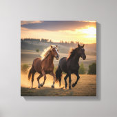 Running Free at Sunset – Wild Horse Duo Wall Art Canvas Afdruk (Voorkant)