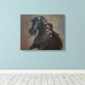 Running Friesian - Ingewikkeld Canvas Afdruk (Insitu (Houten vloer))