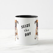 Running Funny Boxer Dog Seize the Day Mok (Midden)
