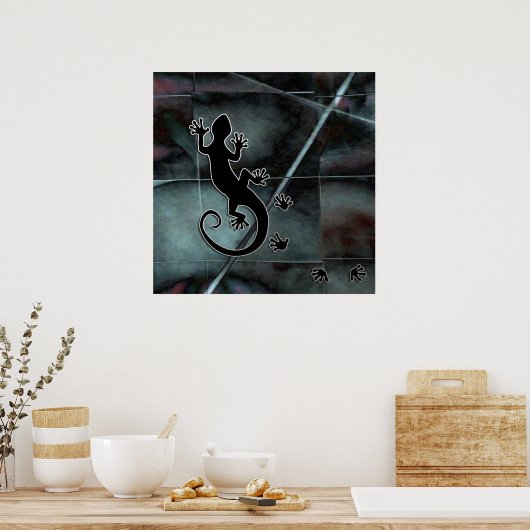 Running Gecko | mozaïekrooster Poster (Keuken)