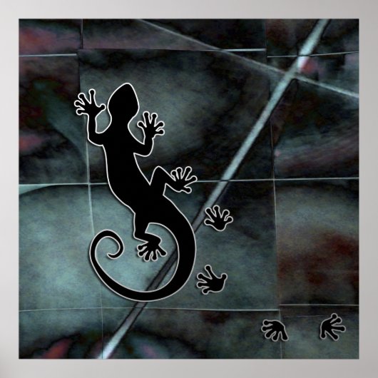 Running Gecko | mozaïekrooster Poster (Voorkant)