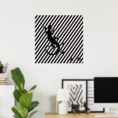 Running Gecko | zwarte strepen Poster (Thuiskantoor)