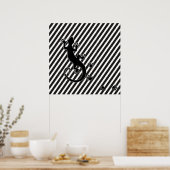 Running Gecko | zwarte strepen Poster (Keuken)