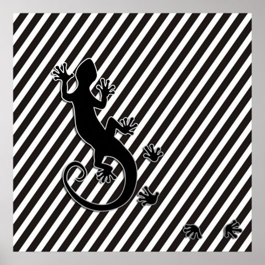 Running Gecko | zwarte strepen Poster (Voorkant)