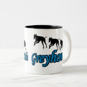 Running Greyhounds-Hondenliefhebber Tweekleurige Koffiemok (Voorkant rechts)