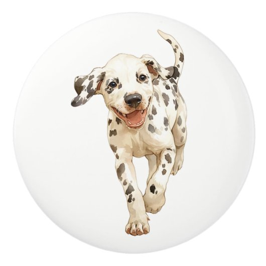 Running Happy Dog #8 Keramische trek Knop (Voorkant)