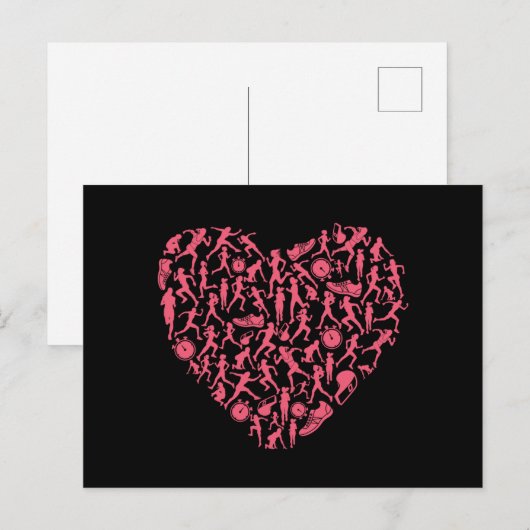 Running Heart - Vrouwen Runner Silhouetten Briefkaart (Voorkant / Achterkant)