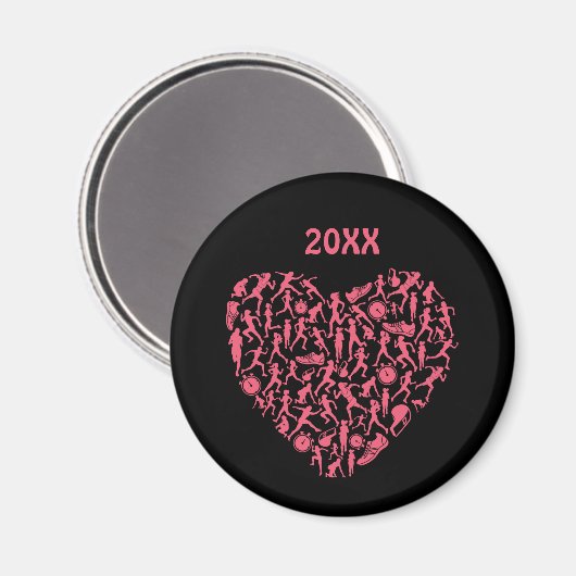 Running Heart - Vrouwen Runner Silhouetten Magneet (Voorkant / Achterkant)