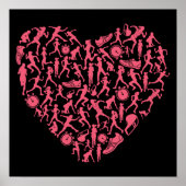 Running Heart - Vrouwen Runner Silhouetten Poster (Voorkant)