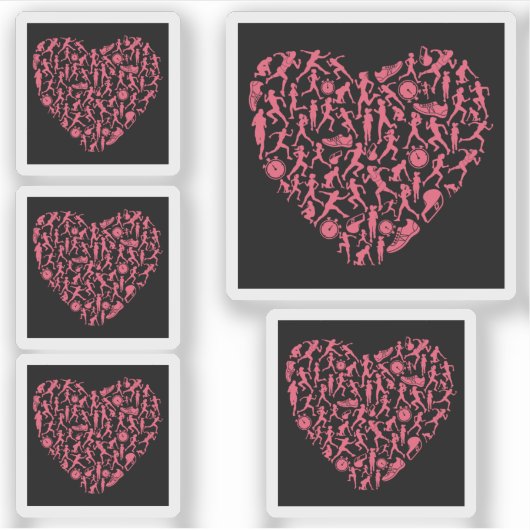 Running Heart - Vrouwen Runner Silhouetten Sticker (Voorkant)