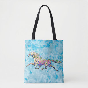 Running Horse Art Kleurrijke Canvas tas