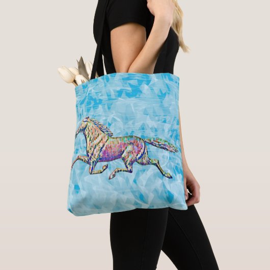 Running Horse Art Kleurrijke Canvas tas (Dichtbij)
