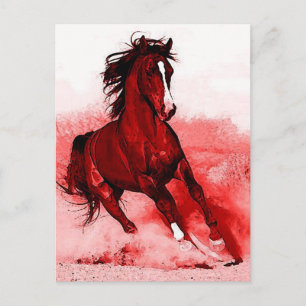 Running Horse Browny Red Artwork Briefkaart