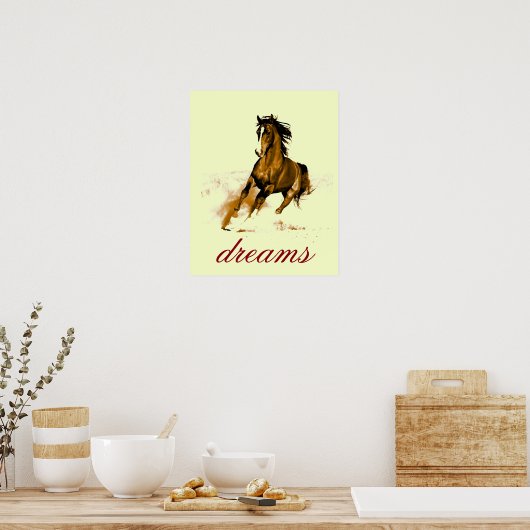 Running Horse Dreams Motivational Artwork Poster (Keuken)