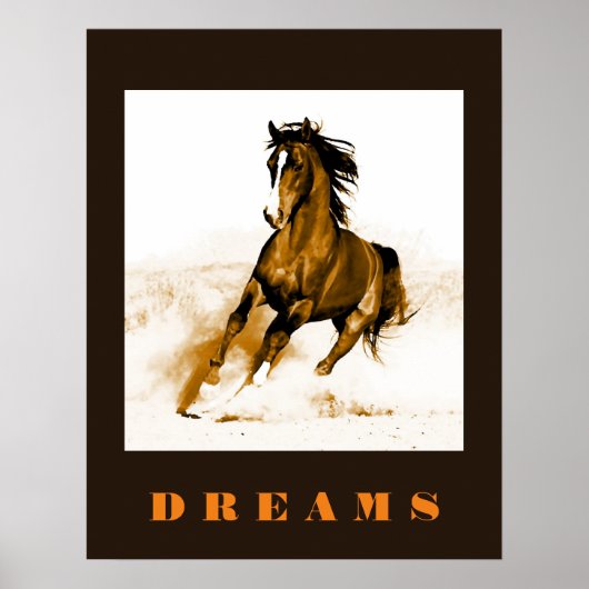 Running Horse Dreams Motivational Artwork Poster (Voorkant)