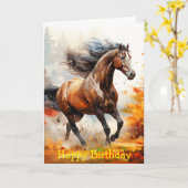 Running Horse in Autumn Kaart (Gele Bloem)