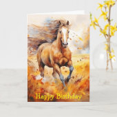 Running Horse in Autumn Kaart (Gele Bloem)