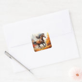 Running Horse in Autumn Vierkante Sticker (Envelop)