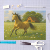 Running Horse in Barnyard Pasture Decoupage Paper Tissuepapier (Craft)