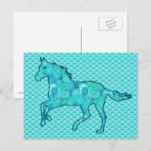 Running Horse Silhouette, Turquoise en Aqua Briefkaart (Voorkant / Achterkant)